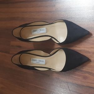 Jimmy Choo black suede d'orsay pumps